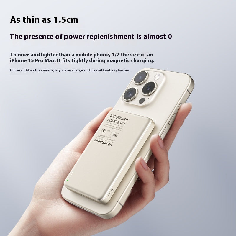 15W Transparent Magnetic Power Bank — Dark Gray & Gold