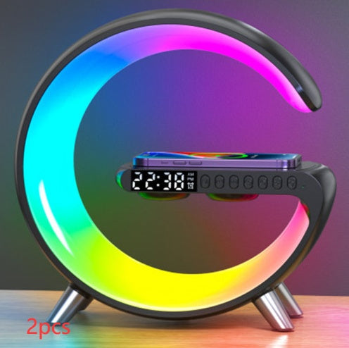 15W Wireless Charging Lamp with Bluetooth Speaker & Clock