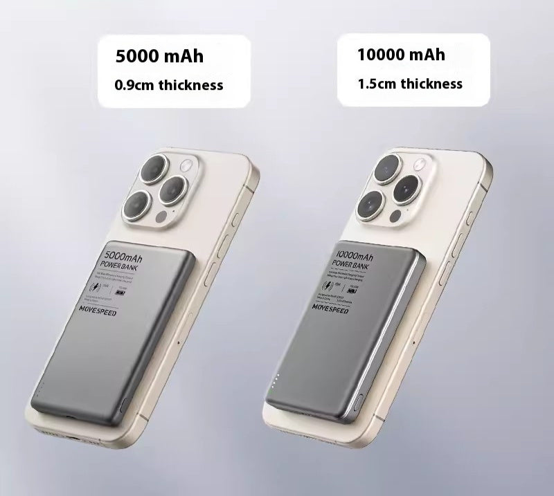 15W Transparent Magnetic Power Bank — Dark Gray & Gold
