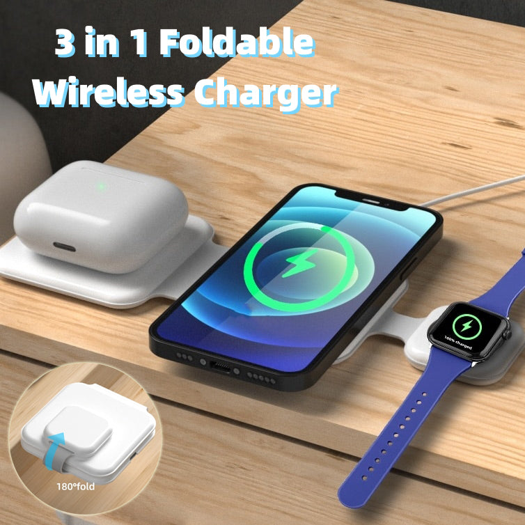 15W 3-in-1 Wireless Charger — Phone, Watch & Earbuds