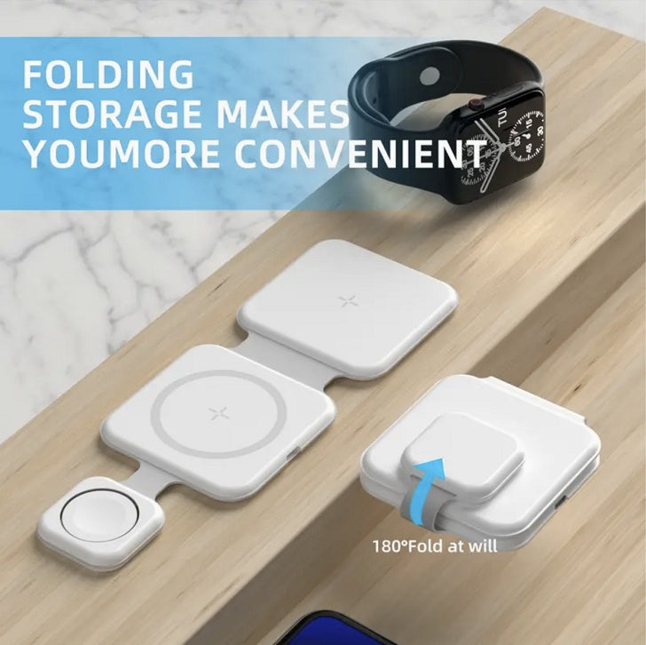 15W 3-in-1 Wireless Charger — Phone, Watch & Earbuds