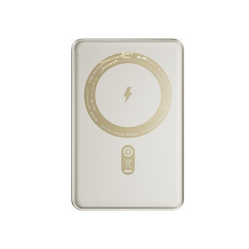15W Transparent Magnetic Power Bank — Dark Gray & Gold