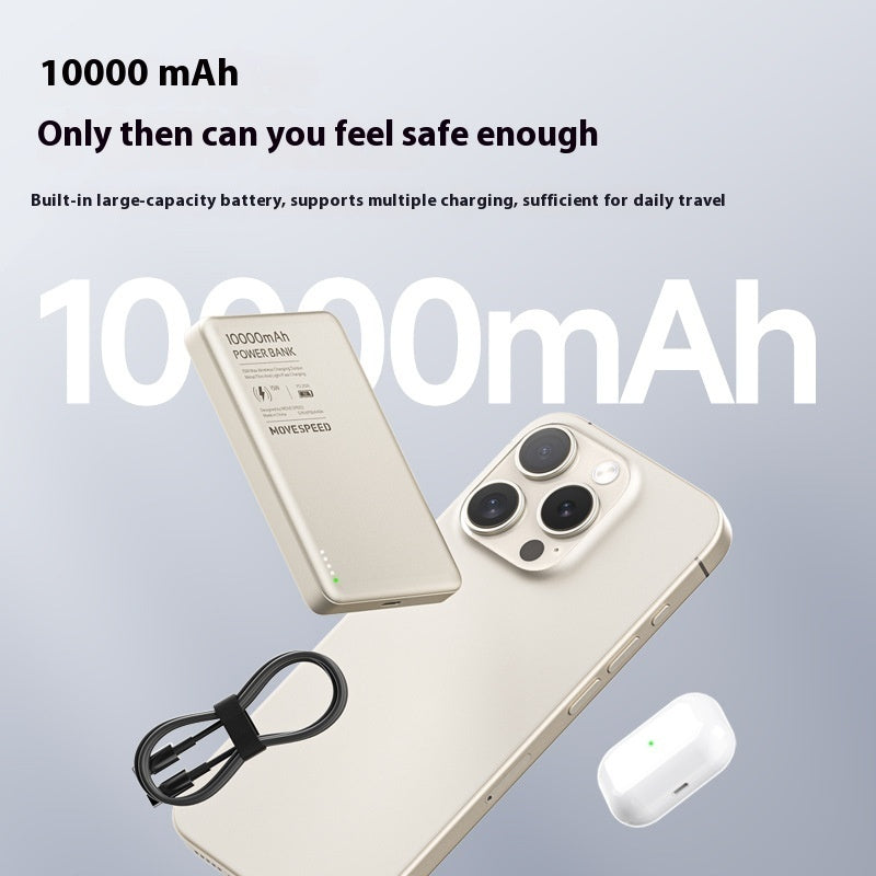 15W Transparent Magnetic Power Bank — Dark Gray & Gold
