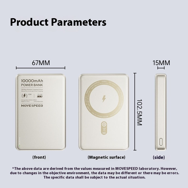15W Transparent Magnetic Power Bank — Dark Gray & Gold