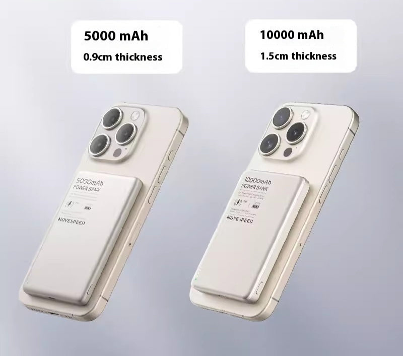 15W Transparent Magnetic Power Bank — Dark Gray & Gold